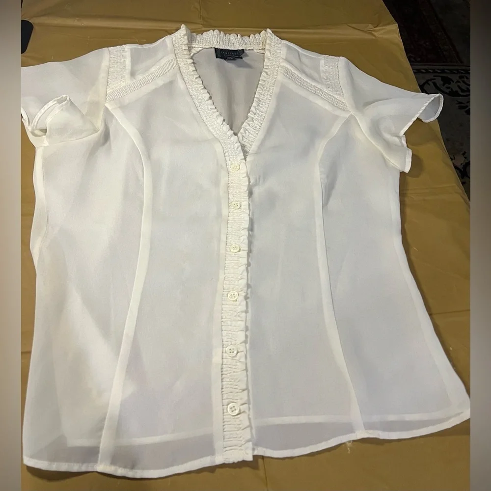 Women's Cream and White Blouse – Size M